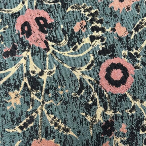 Peruvian Connection Dress Womens S Green Floral Long Sleeve Pima Cotton Modal - Picture 4 of 15